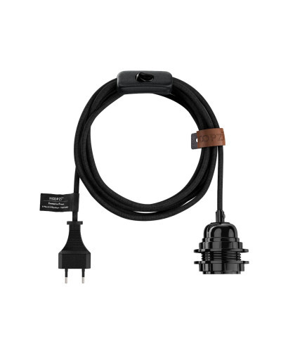 Câble & accessoires Cordon Hoopzi Bala Noir avec interrupteur et douille E27