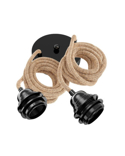 Câble & accessoires Suspension Hoopzi Hang 2 - Beige et Plafonnier Noir - Douille E27