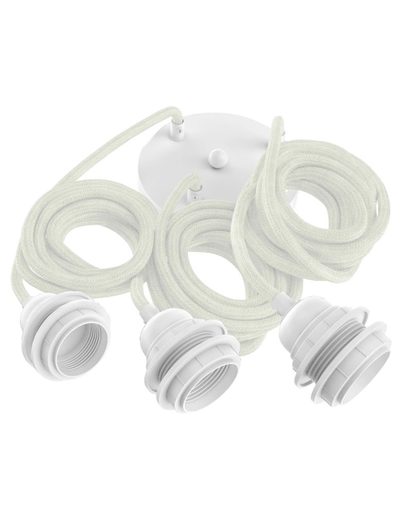 Câble & accessoires Suspension Hoopzi Hang 3 - Lin Blanc et Plafonnier Blanc - Douille E27