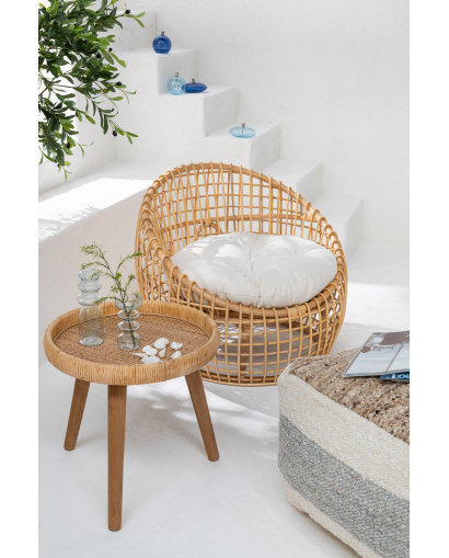 Fauteuil & Chaise Chaise Lise avec Coussin 1 personne - Naturel et Blanc