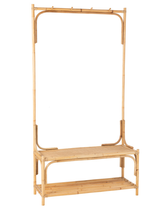 Banc avec Porte-Manteau Ellen Rotin - Naturel