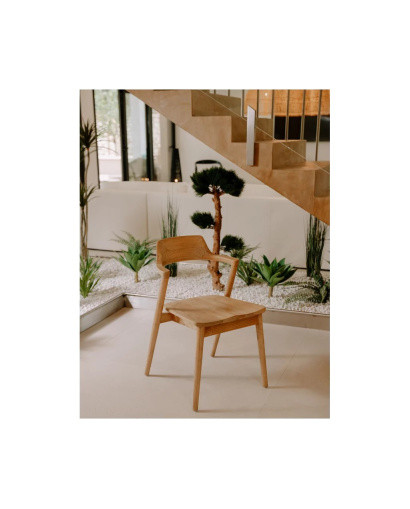 Fauteuil & Chaise Chaise Hiro en bois teck avec accoudoirs - Naturel