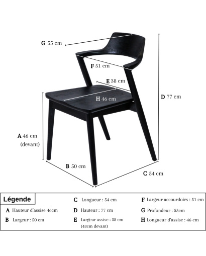 Chaise Hiro en Bois de Sungkai avec accoudoirs - Noir