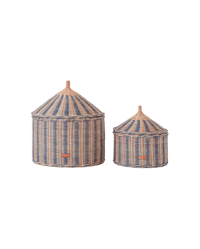 Lot de 2 Paniers Circus OYOY - Naturel et Bleu