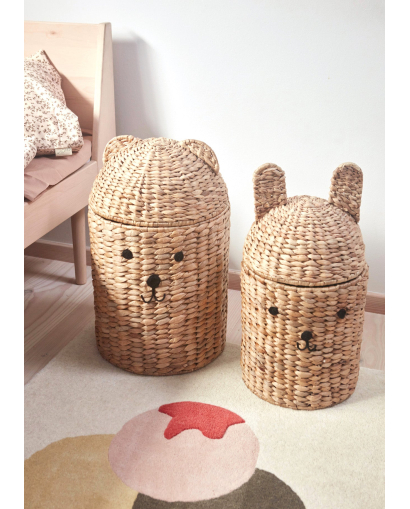 Lot de 2 paniers de rangement OYOY Ours et Lapin - Naturel