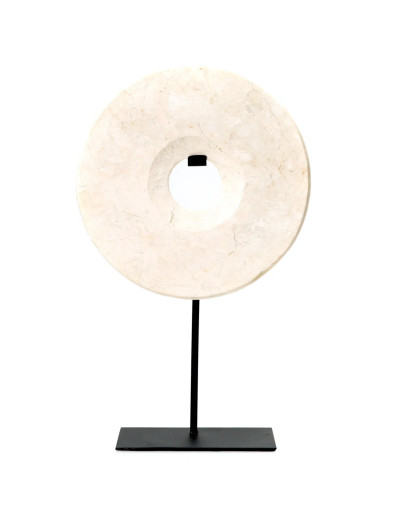 Statues Marble Disc Sur Pied - Blanc - L