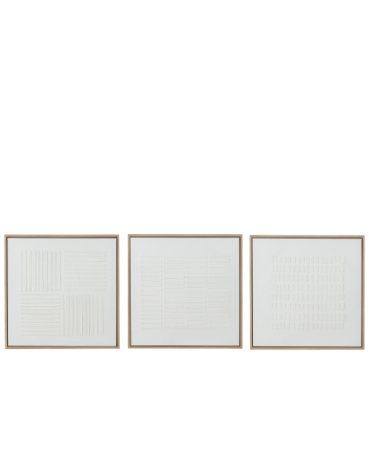 Assortiment De 3 Tableaux Traits Toile - Blanc