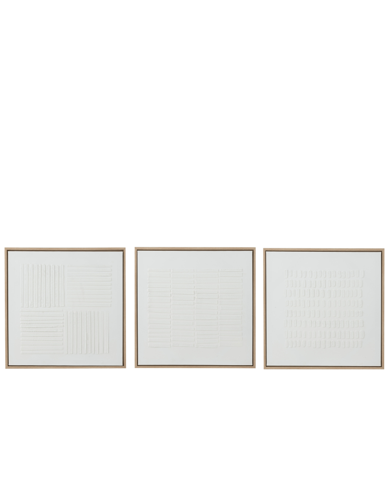 Assortiment De 3 Tableaux Traits Toile - Blanc