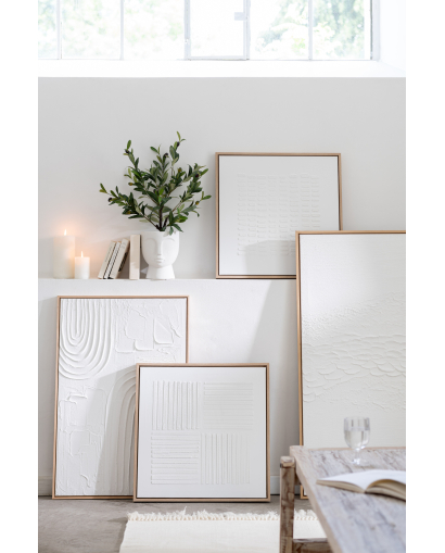 Assortiment De 3 Tableaux Traits Toile - Blanc