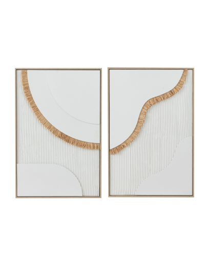 Assortiment De 2 Tableaux Straw Toile - Blanc