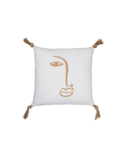 Coussin Coussin Visage Carre Polyester - Blanc