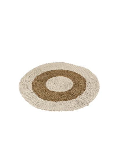 Tapis Tapis Rond Zostere - Naturel et Blanc - Taille S