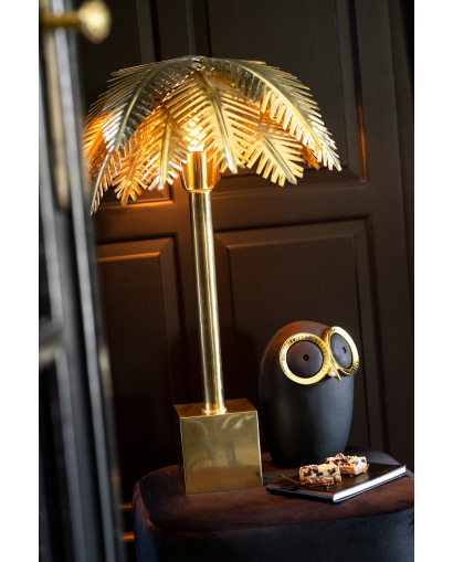 Lampe Sur Pied Feuilles De Coco - Métal Doré - Taille S