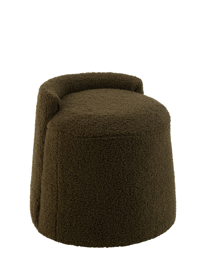 Pouf Pouf Rond Teddy avec Dossier Bouclé - Vert