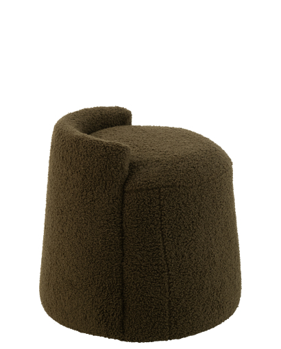 Pouf Pouf Rond Teddy avec Dossier Bouclé - Vert