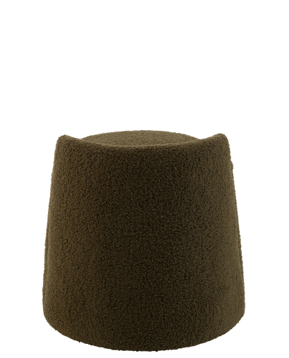 Pouf Pouf Rond Teddy avec Dossier Bouclé - Vert