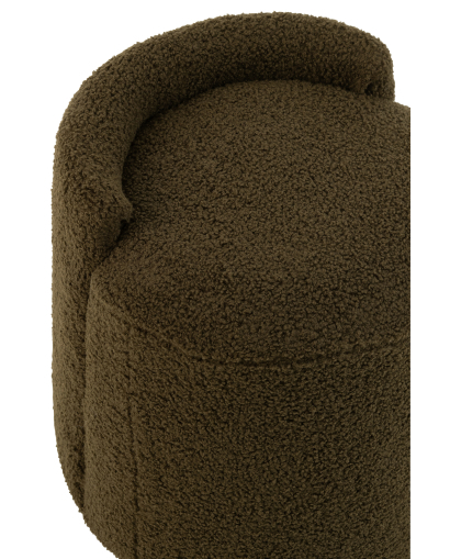 Pouf Pouf Rond Teddy avec Dossier Bouclé - Vert