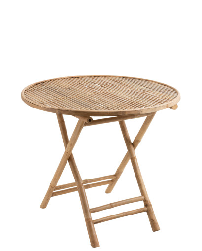 Table Table Ronde Pliable en Bambou - Naturel