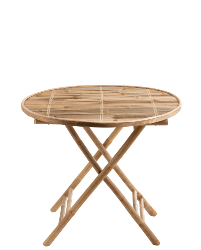 Table Table Ronde Pliable en Bambou - Naturel