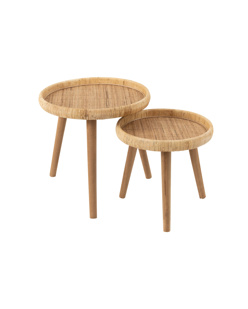 Table d'Appoint Set De 2 Tables D'appoint Lurne Rottin et bois de Sapin - Naturel