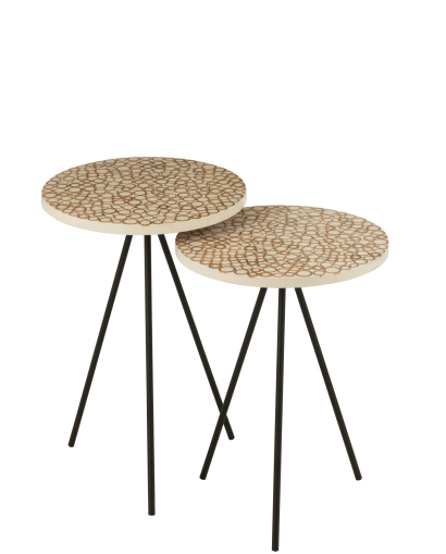 Table d'Appoint Set De 2 Tables Gigognes Cercles en Resine - Beige