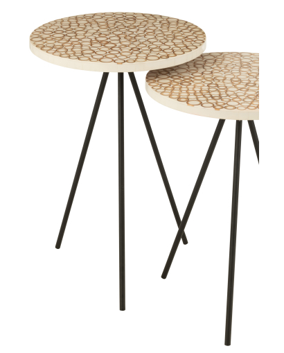 Set De 2 Tables Gigognes Cercles en Resine - Beige