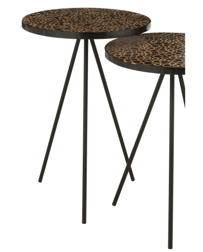 Set De 2 Tables Gigognes Cercles en Resine - Noir