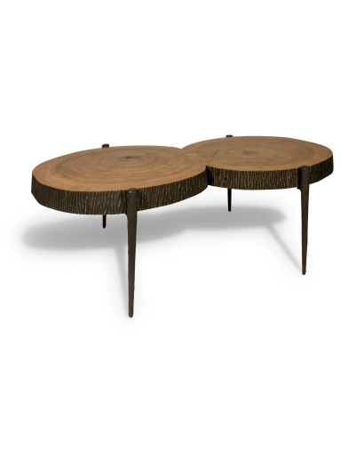 Table Basse Lagos en bois massif d'acacia et pieds en métal noir - Naturel