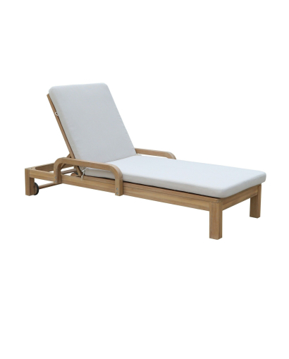 Lot de 2 chaises longues Saona en bois d'acacia avec Coussin - Naturel