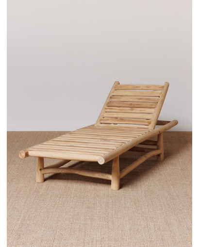 Lot de 2 Chaises longues en Teck Bain de soleil Bora-Bora - Naturel