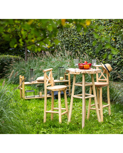 Chaise De Bar en Teck Luar - Naturel