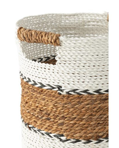 Set 3 Paniers Laura en Raphia - Naturel et Blanc