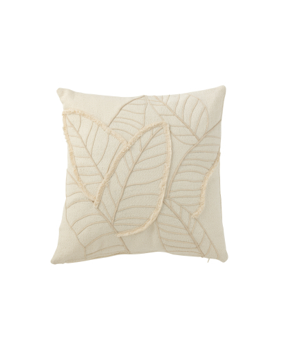 Coussin Feuille Textile - Blanc