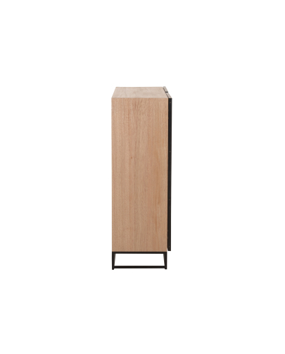 Armoire Basse 2 Portes Zigzag Bois et Metal - Naturel et Noir