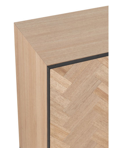 Dressoir 4 Portes Zigzag Bois et Metal - Naturel et Noir