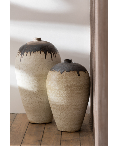 Vase Lombok Ceramique - Taille L - Beige et Brun