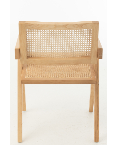 Chaise Grid Bois De Frene et Rotin - Naturel