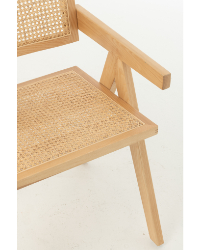 Chaise Grid Bois De Frene et Rotin - Naturel