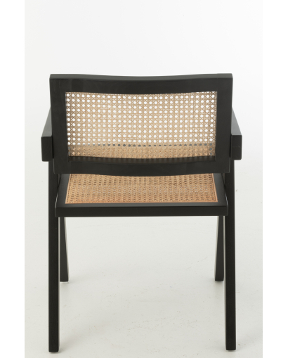 Chaise Grid Bois De Frene et Rotin - Naturel et Noir