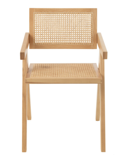 Chaise Grid Bois De Frene et Rotin - Naturel