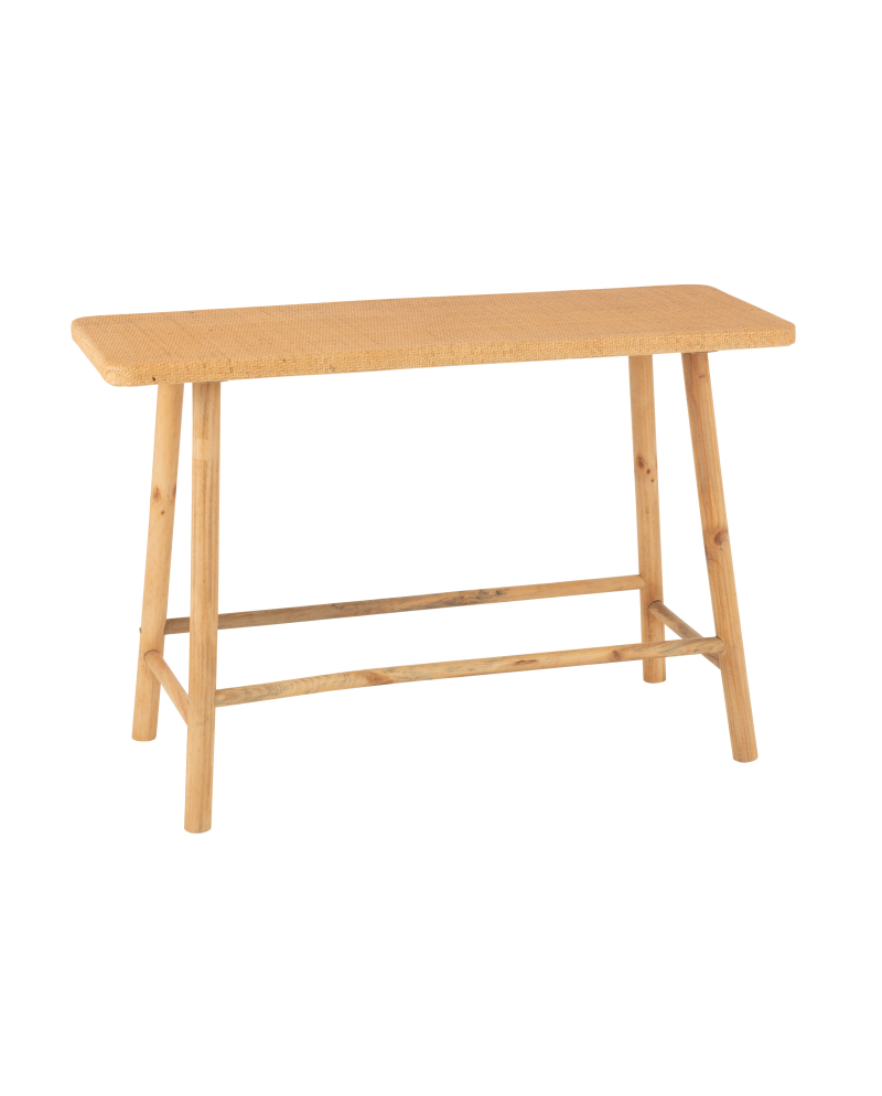 Console Rectancle en Rotin et Bois De Sapin - Naturel