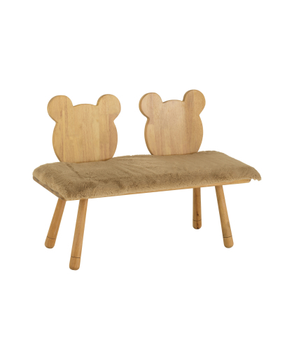 Banc Pour Enfant Bear en Bois deux places - Naturel et Beige