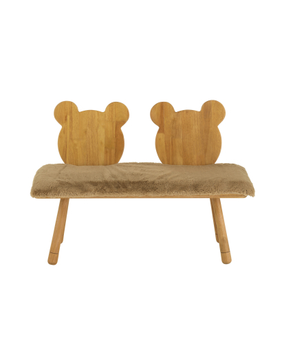 Banc Pour Enfant Bear en Bois deux places - Naturel et Beige