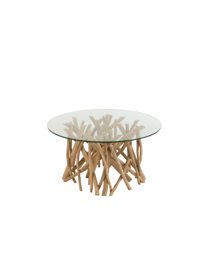 Table De Salon Branches en Teck et Verre - Naturel