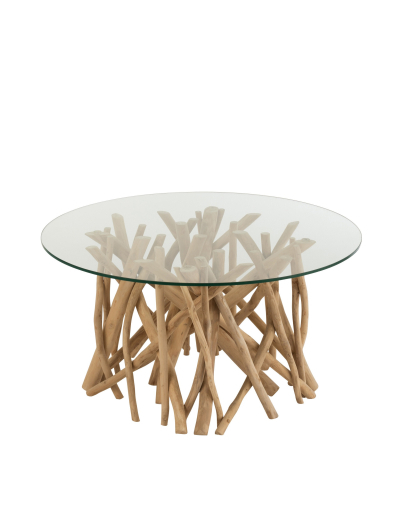 Table De Salon Branches en Teck et Verre - Naturel