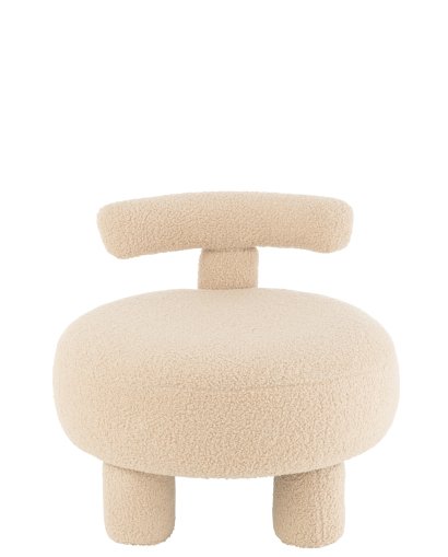 Tabouret Rond Avec Dossier Velours - Beige