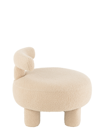 Tabouret Rond Avec Dossier Velours - Beige