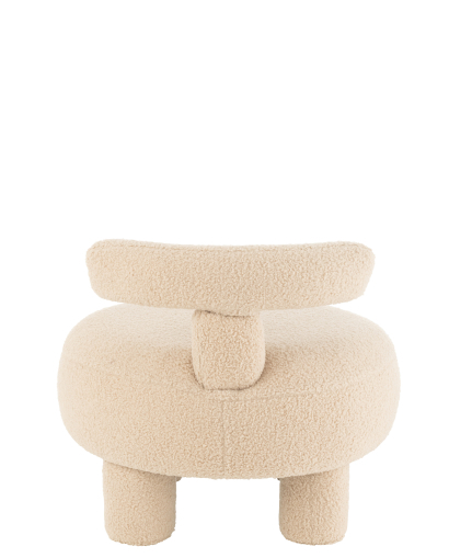 Tabouret Rond Avec Dossier Velours - Beige