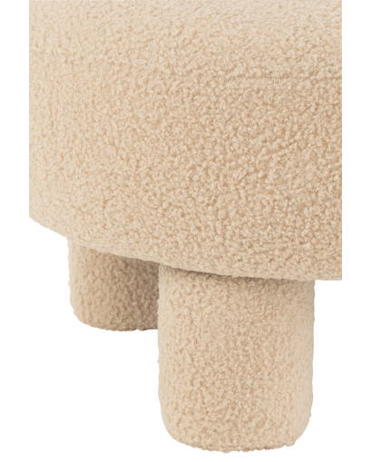 Tabouret Rond Avec Dossier Velours - Beige