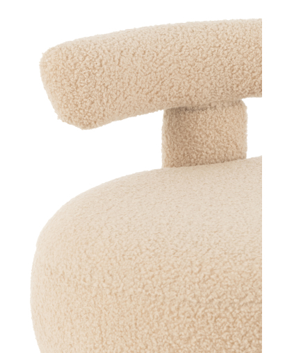 Tabouret Rond Avec Dossier Velours - Beige